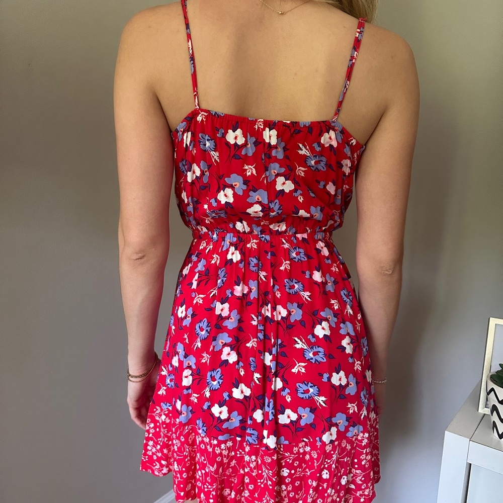 Express Red Printed Ruffle Dress - Picture 3 of 3